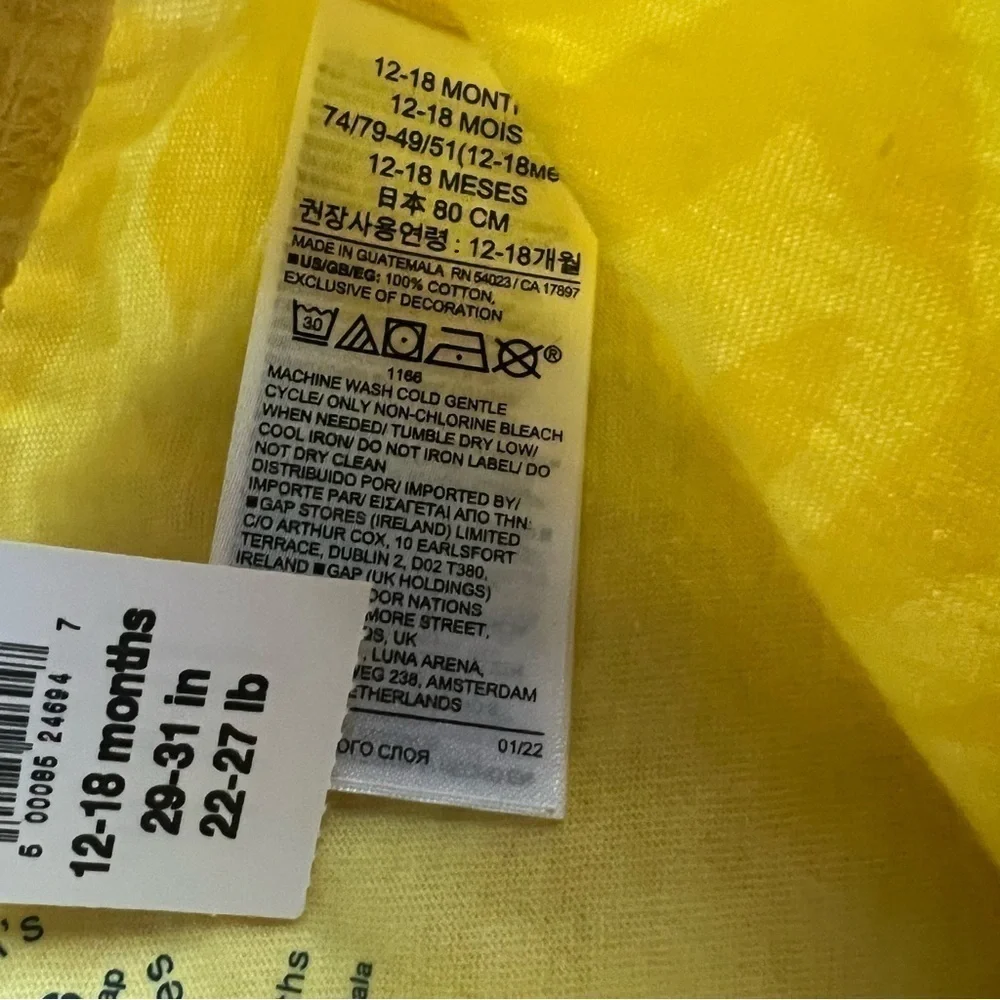 NWT Baby Gap Yellow Floral Print Pull On Shorts Size 12-18 Months